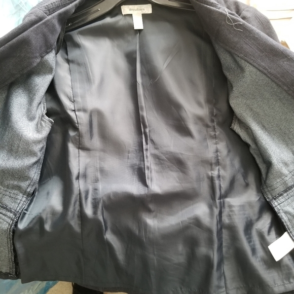 Dress Barn blue black open front zip detail blazer SZ Med - Picture 6 of 9